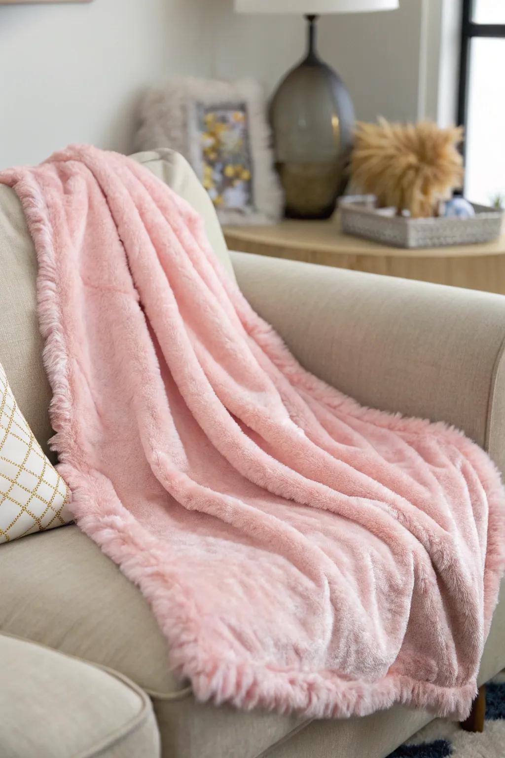 Delicate textures in rosy tones form a snug ambiance.