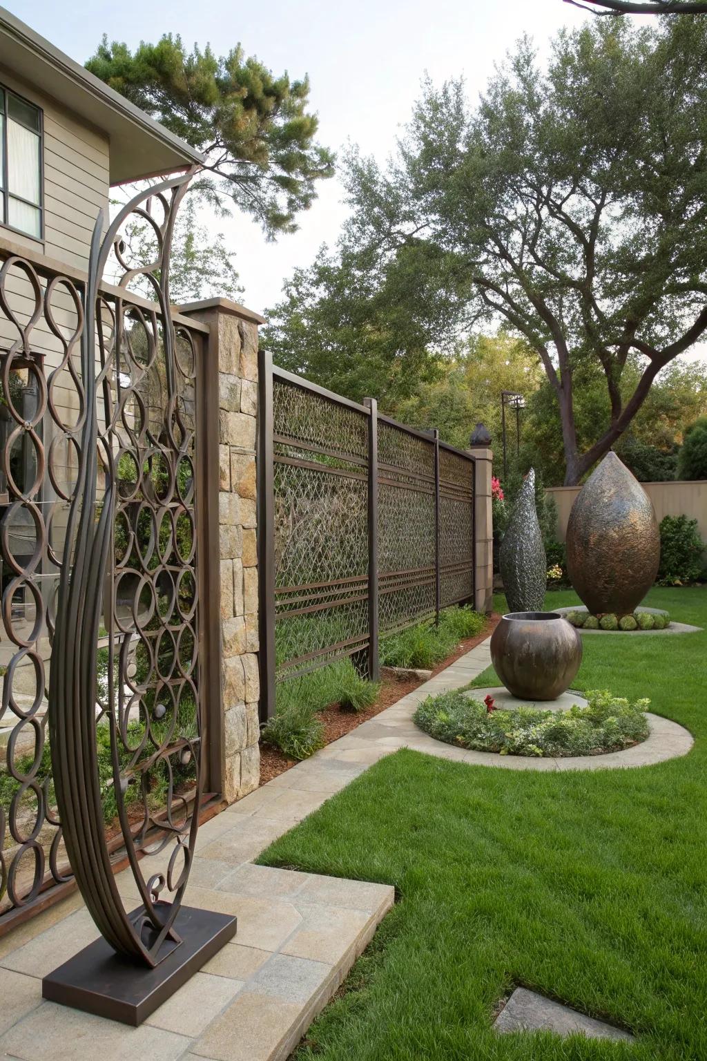 Metal fences can be both secure and artistically inspiring.