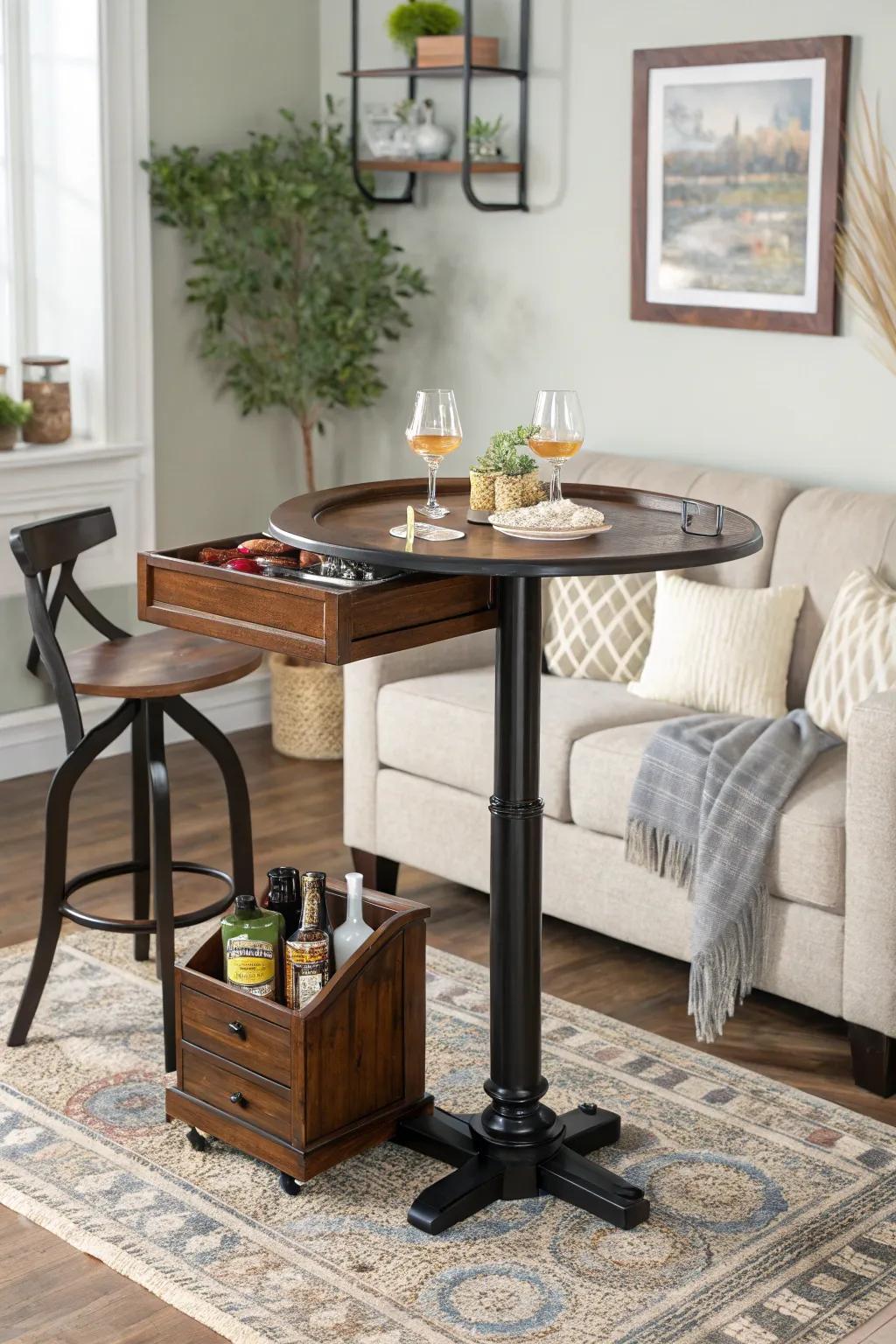 A versatile convertible pub table can adapt to any event.