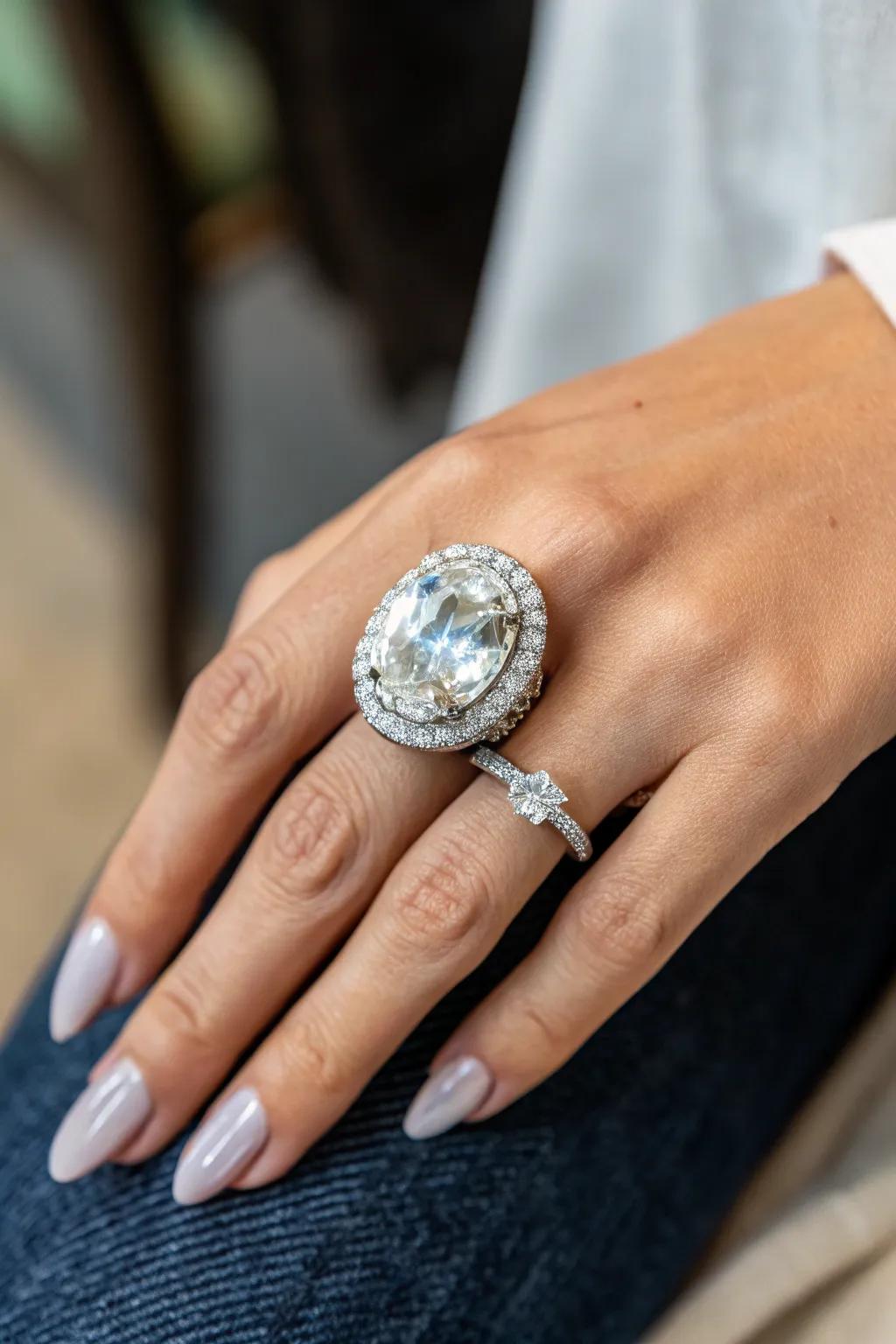 Bold Statement Ring on Middle Finger