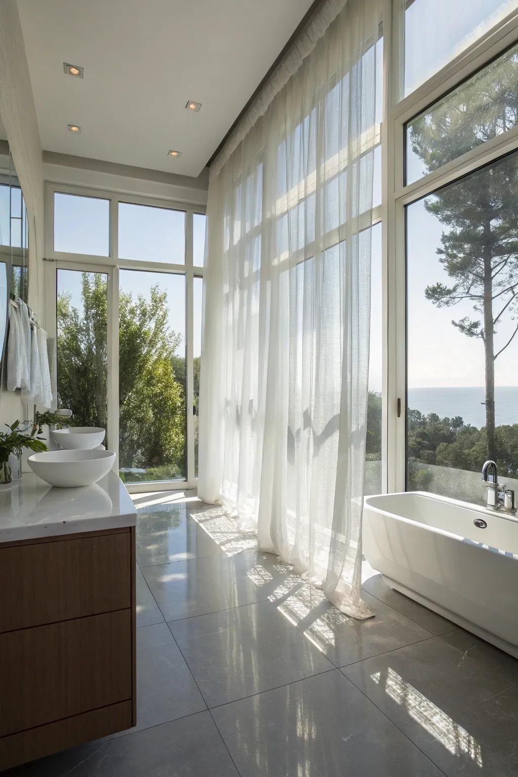 Maximizing natural light with sheer curtains and reflective surfaces.