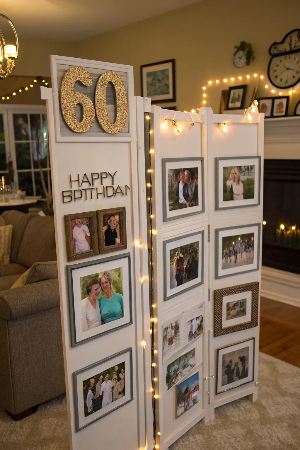 Traverse memory lane with a photo display.