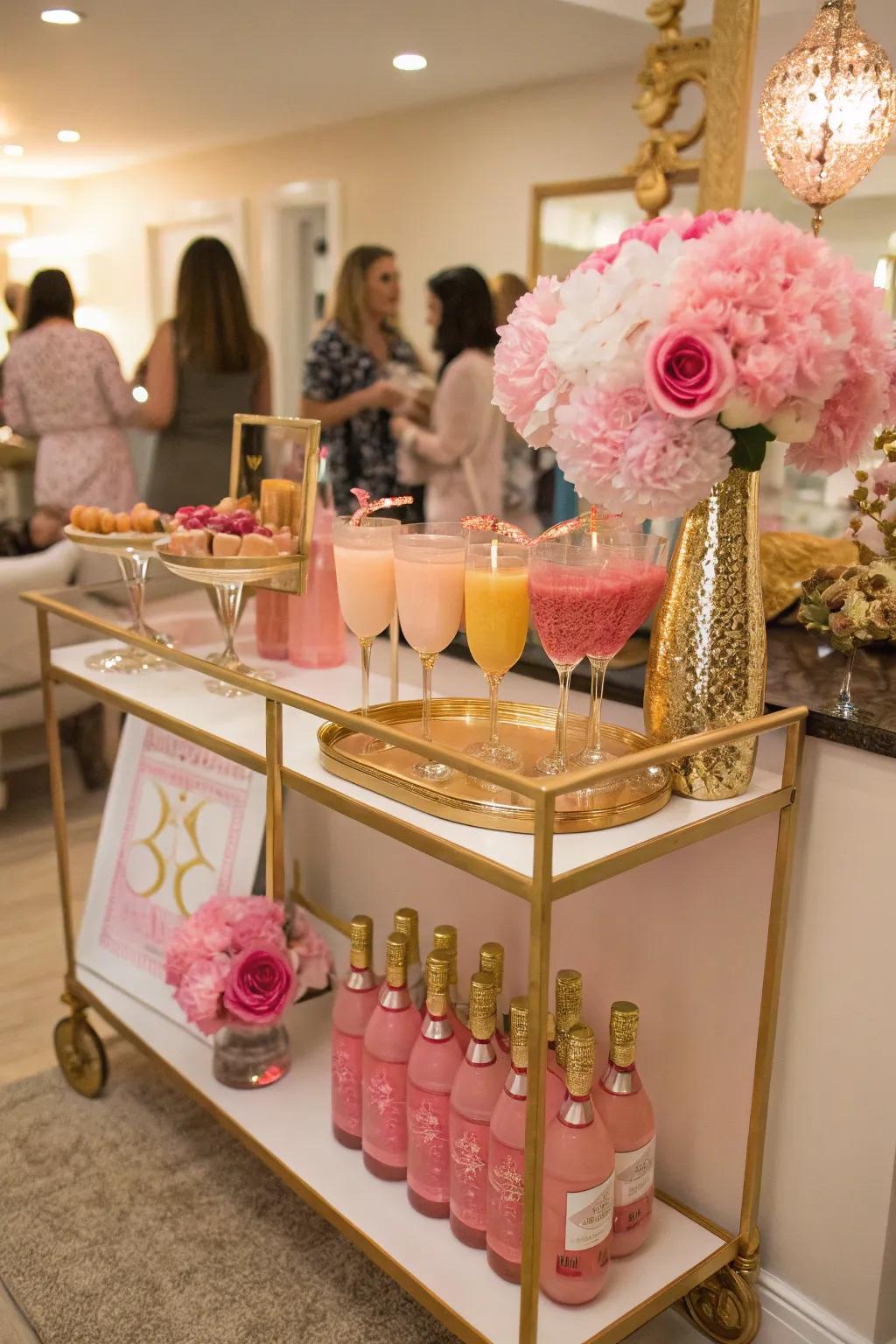 A thoughtfully designed themed drink station keeps guests refreshed and engaged.