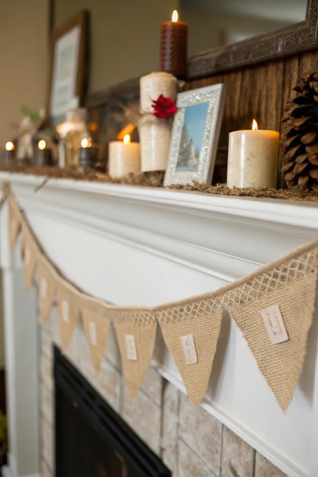 Burlap banners bring a festive flair to your decor.