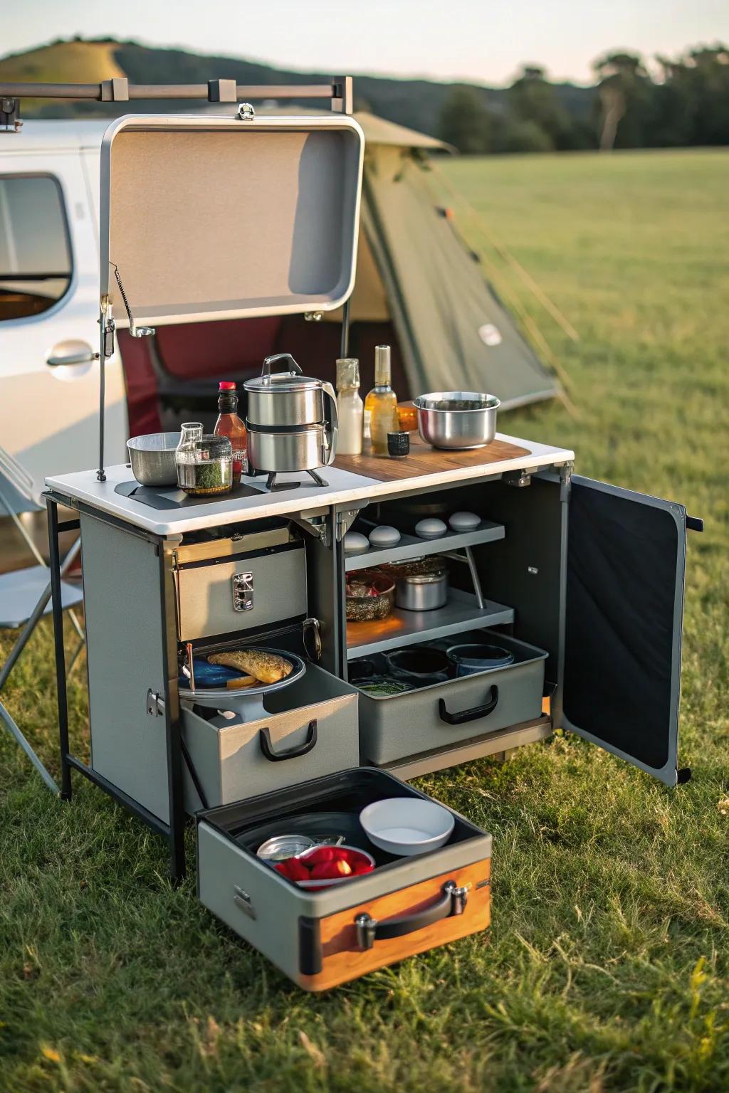 A multi-functional kitchen unit will help you keep everything in one location.