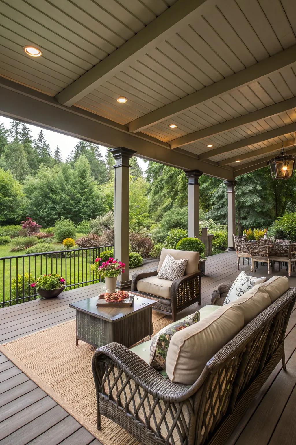Covered patios offer a luxurious flow from indoor to outdoor environments.