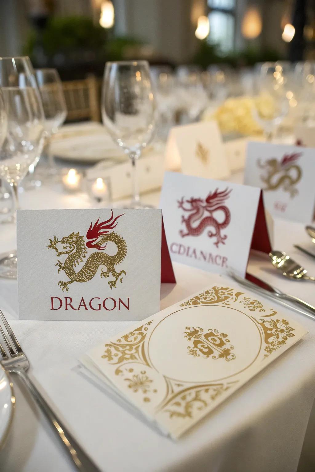 Charming seating cards add a personal touch to the celebration.