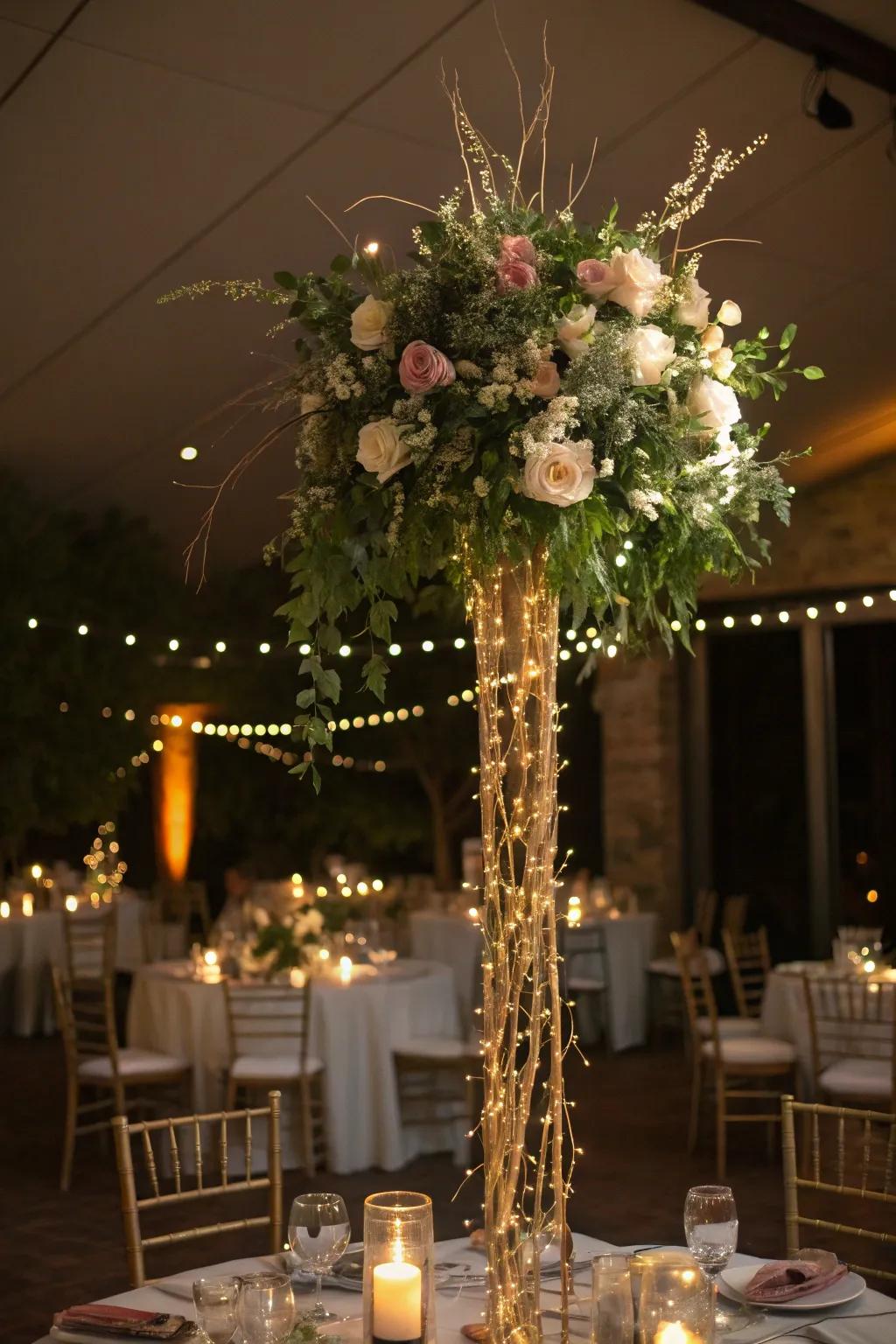 Light strings add a magical twinkle to the evening