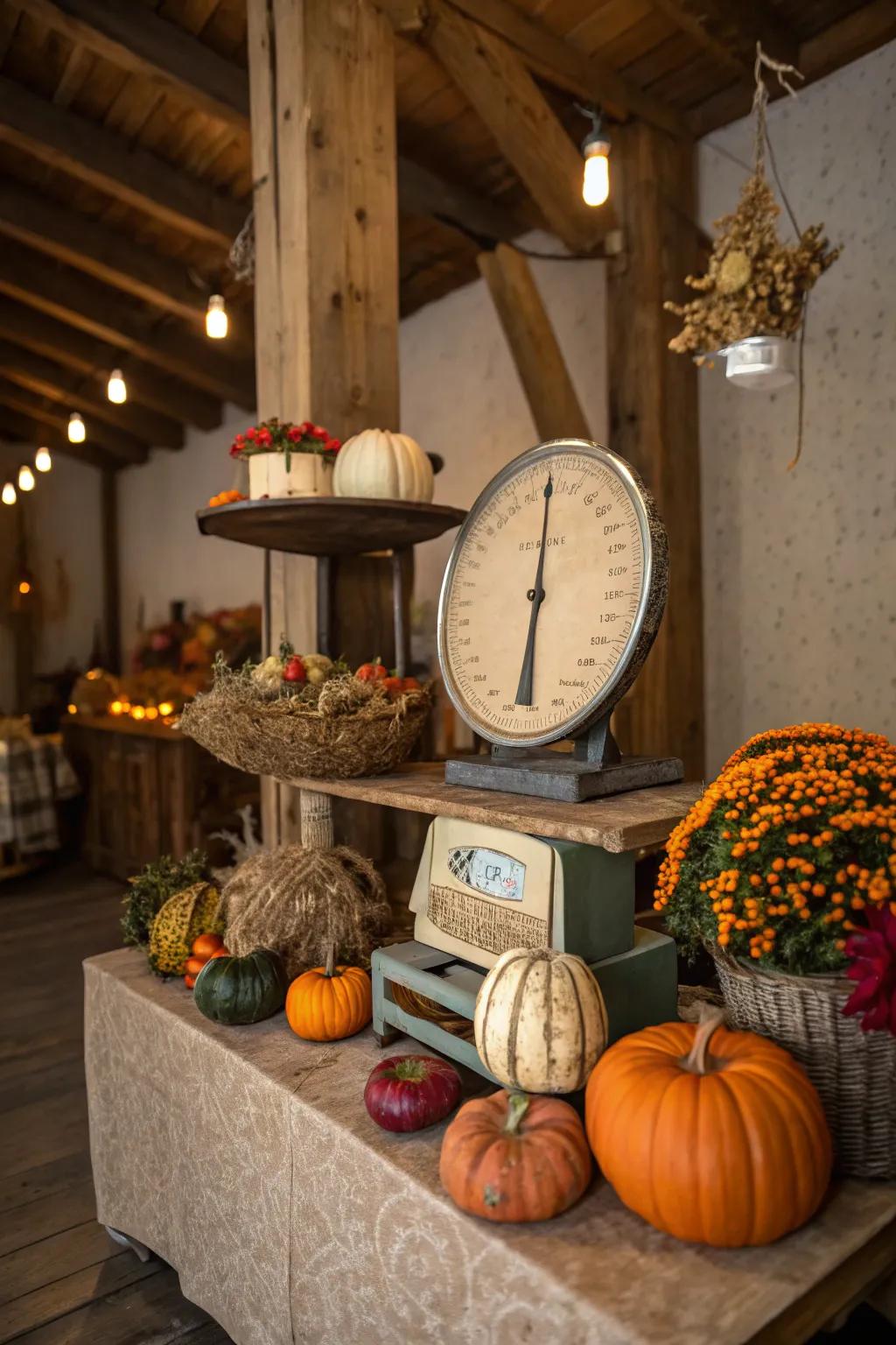 A charming seasonal miniature scene presenting a classic balance.