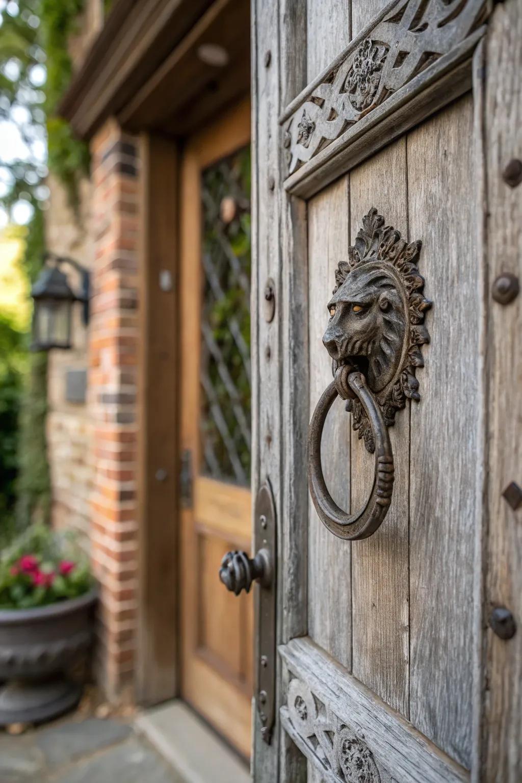 An ornate door striker brings a dash of character.