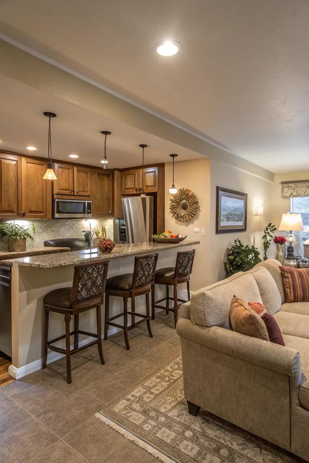 A variety of seating options can accommodate a range of moods and events.