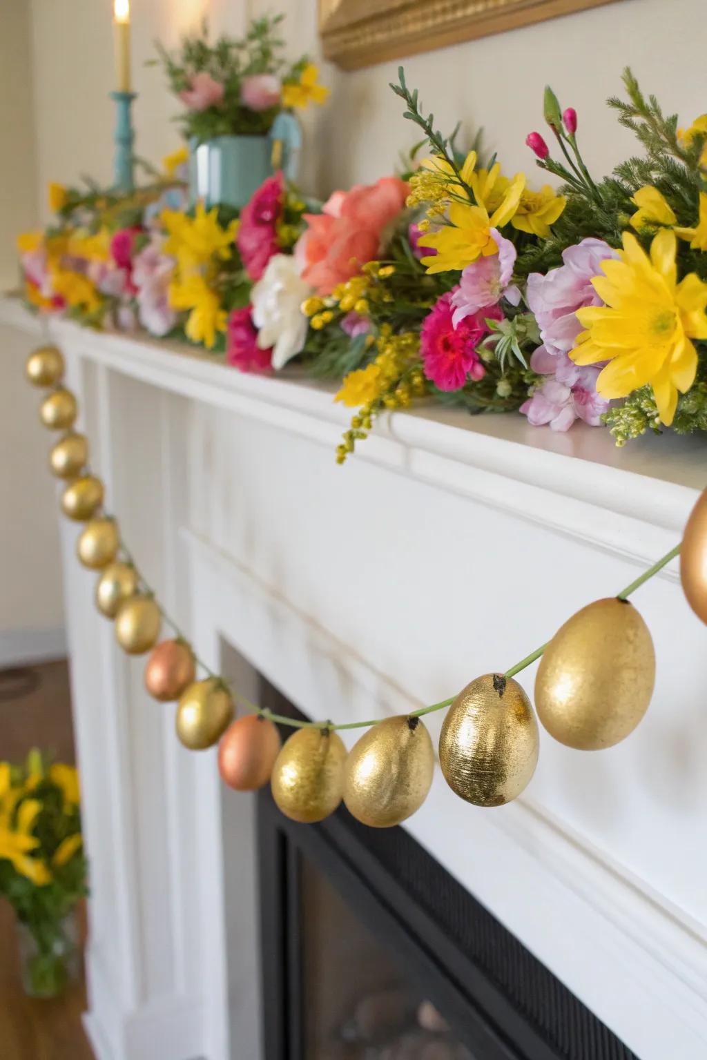 Gilded egg wreath brings a celebratory touch to any space.