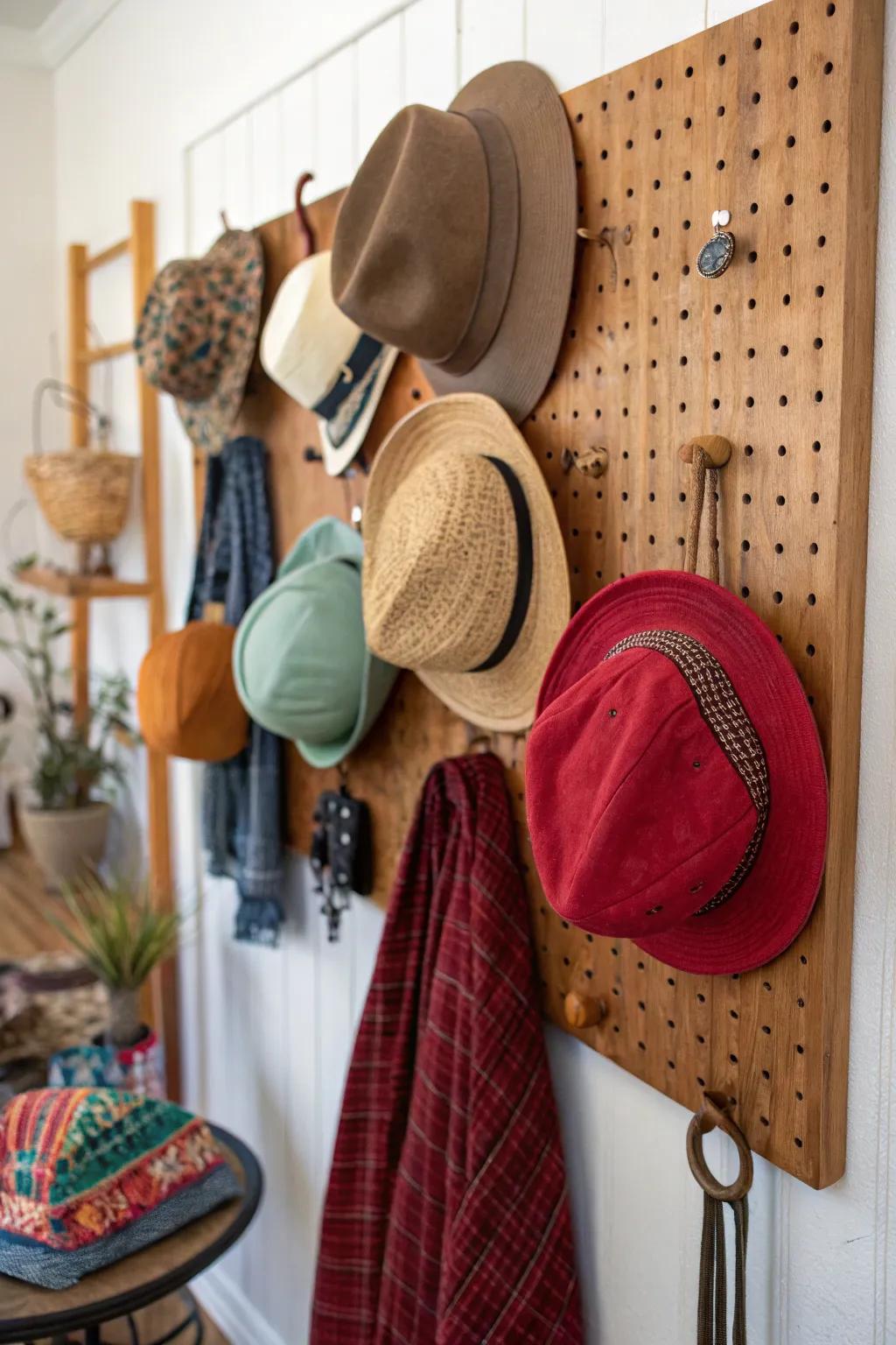 Pinboards provide an adaptable and expandable hat storing option.