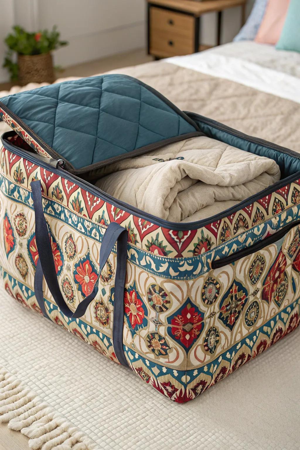 Decorative stash sacks boost both functionality and aesthetics.