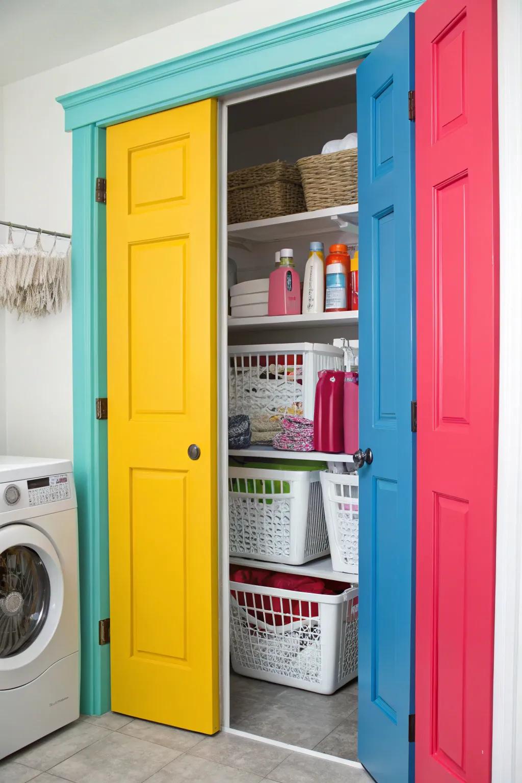 Bold-colored doors can turn your laundry space into a visual pleasure.