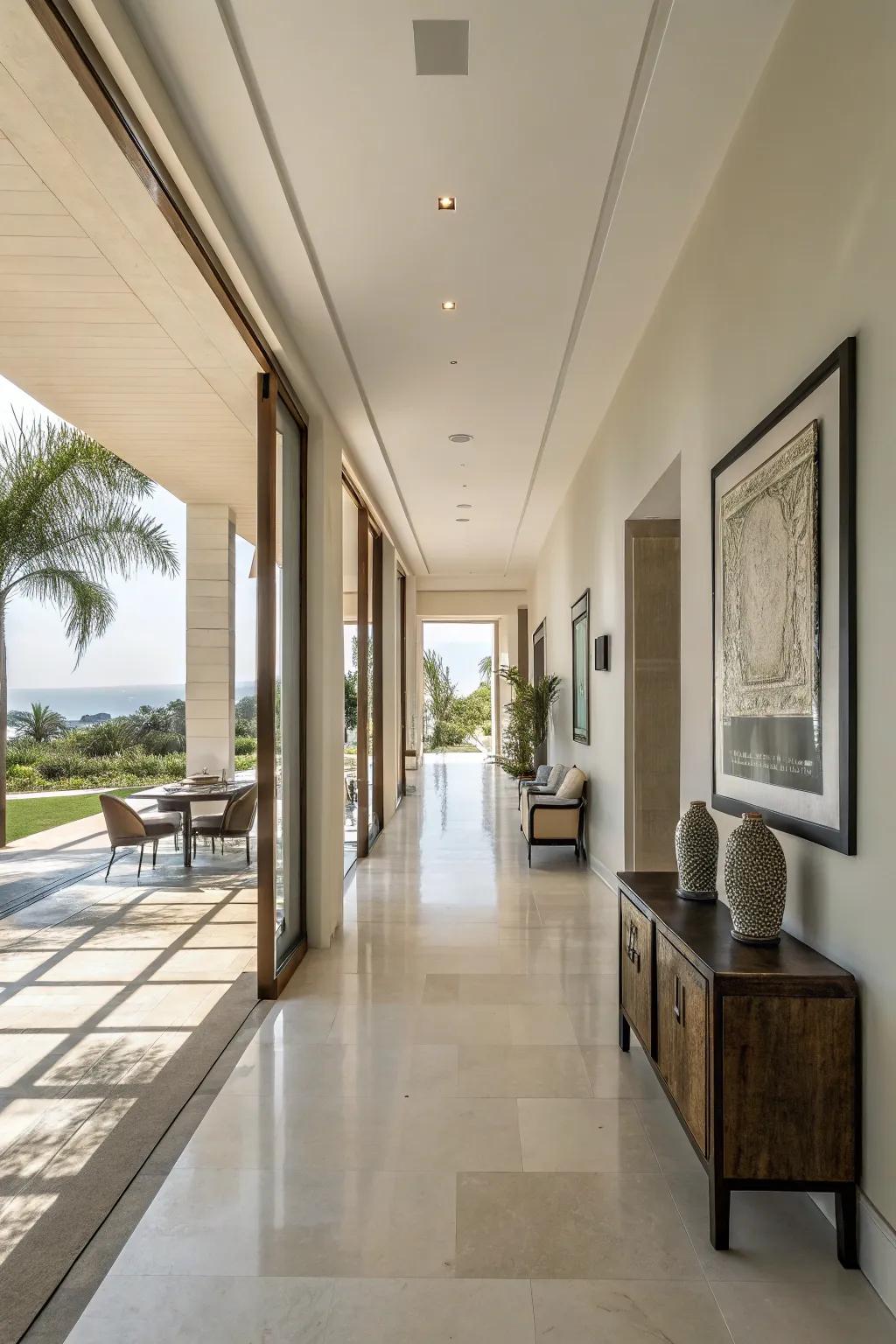 A functional layout guarantees a hallway that is inviting and easy to use.
