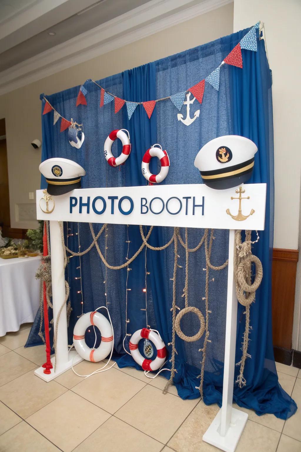 A nautical photo booth is perfect for capturing memories.