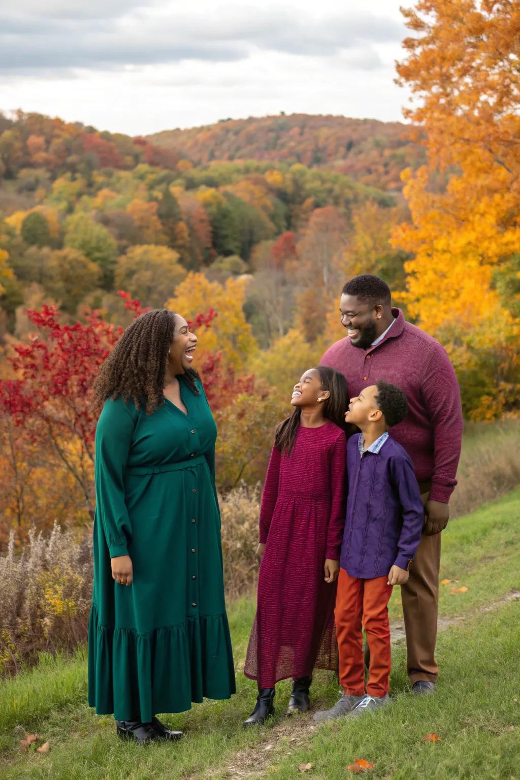 Jewel tones add elegance and richness to fall family portraits.