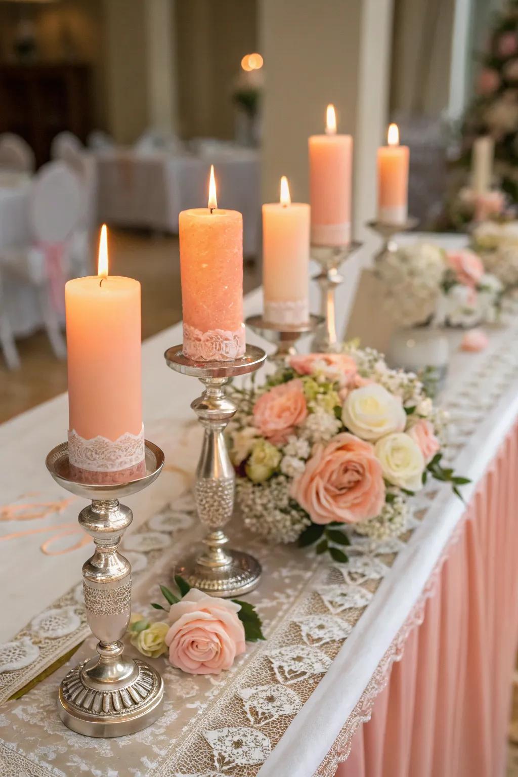 Romantic peach light to enhance your evening gathering.