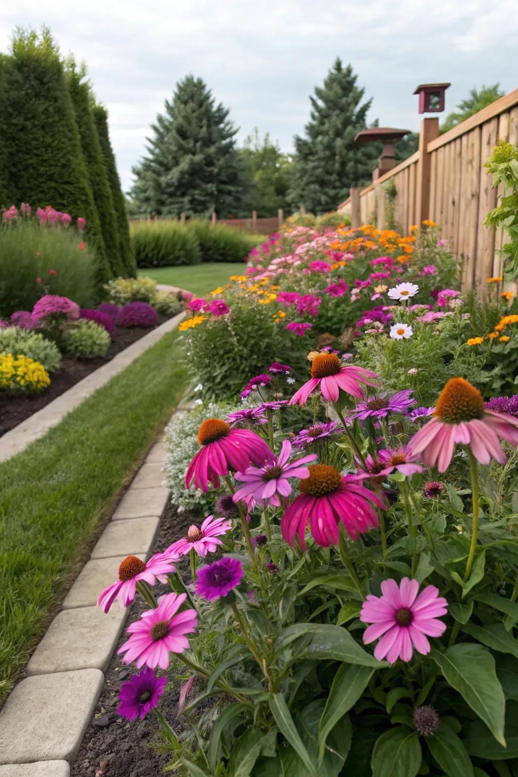 Meadow daisies and petunias infuse wildflower charm and hue into any garden.