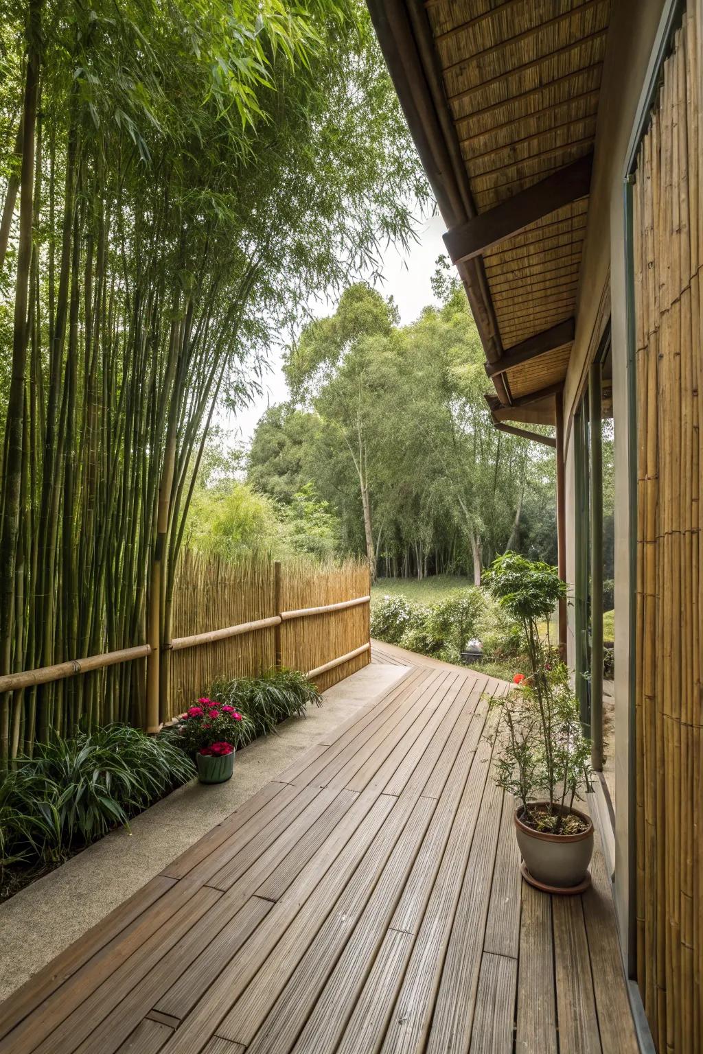 Bamboo fencing provides a natural and tropical solitude solution.