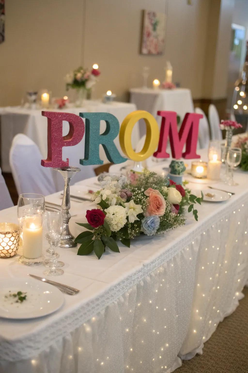 Letter decorations add a personal touch to your prom theme.