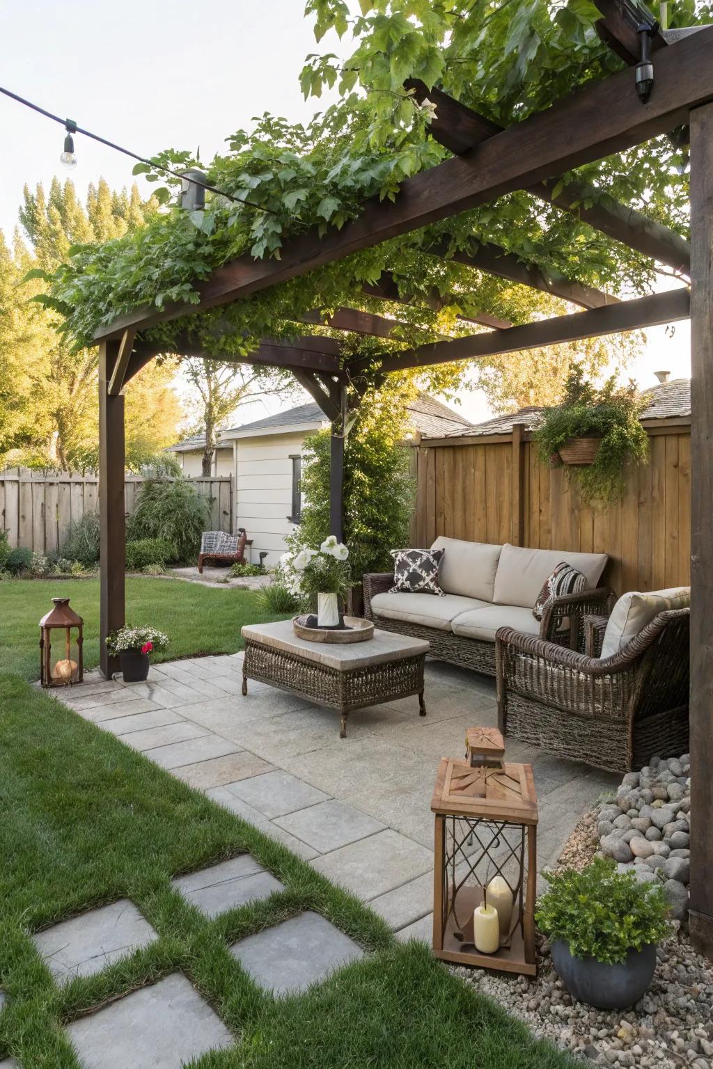 A pergola contributes shade and elegance to your patio.