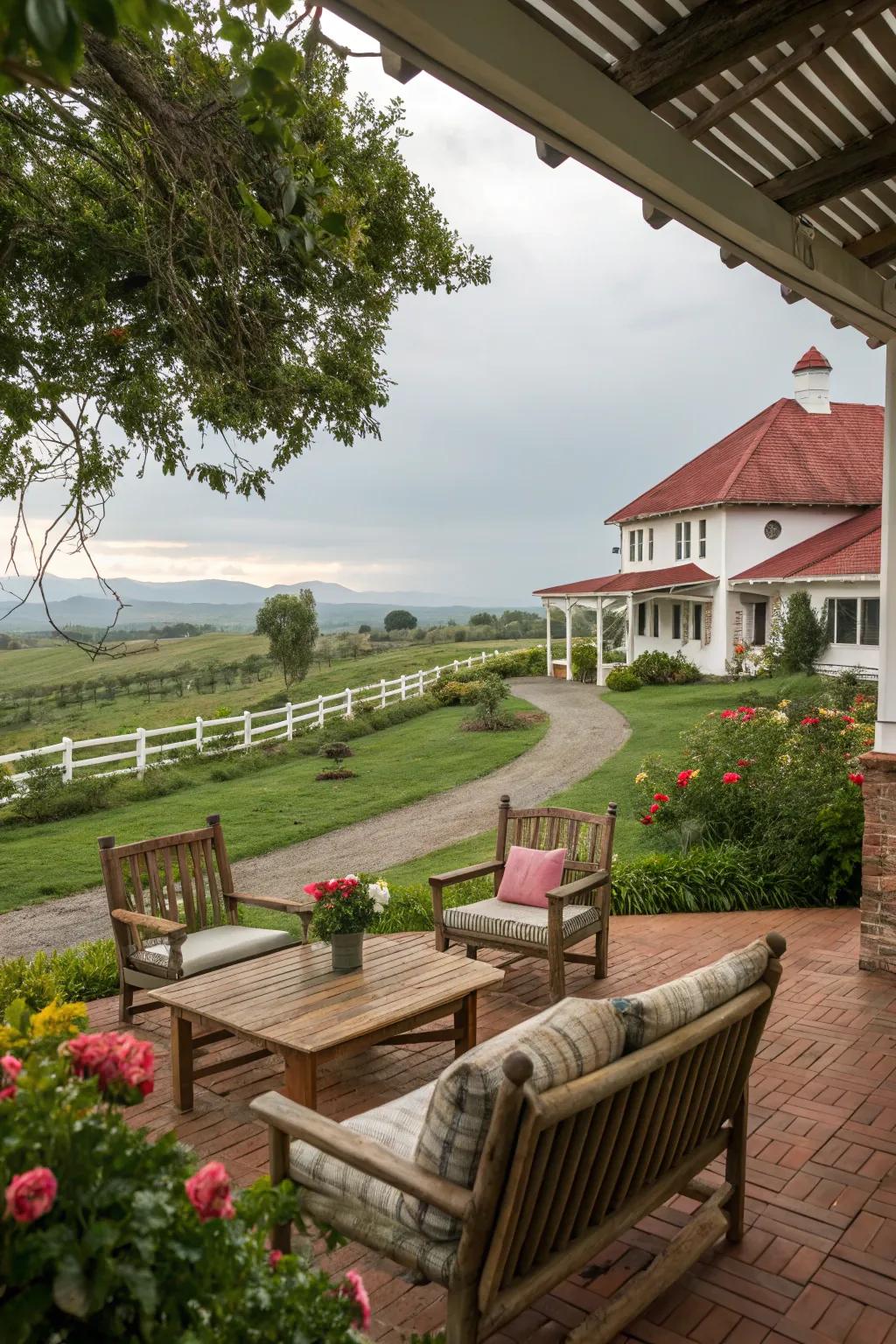 An inviting exterior comfort zone ideally suited for relaxation.