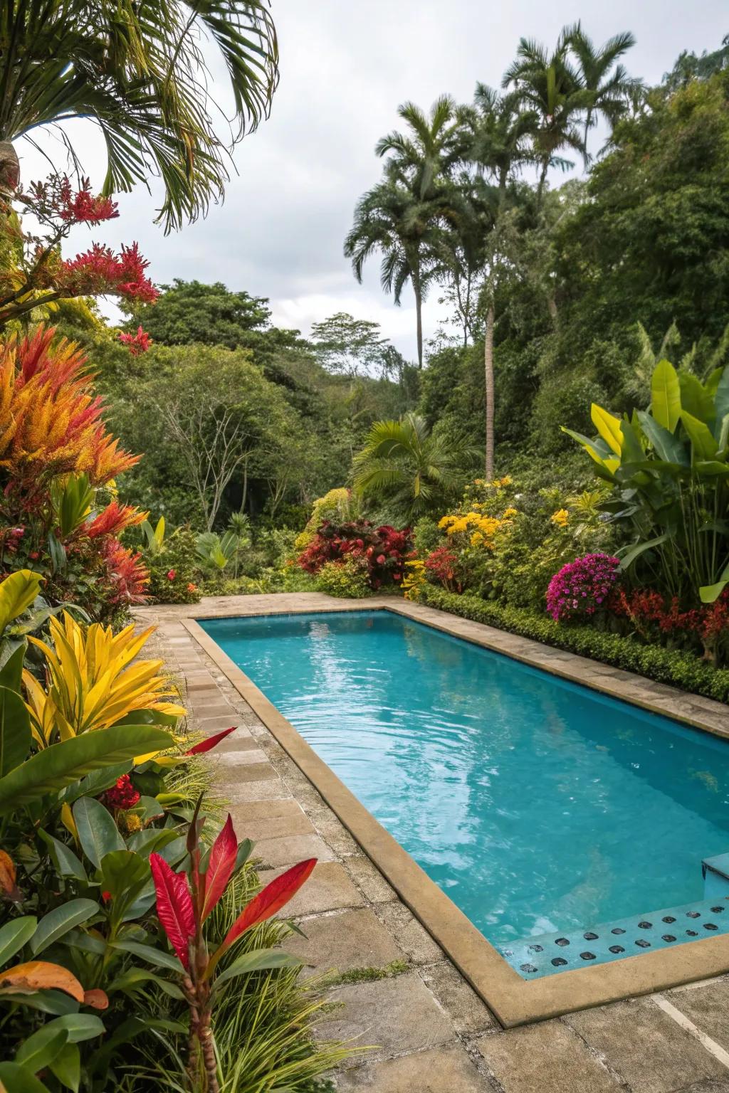 Exotic florals inject vivid color and an unusual hint.