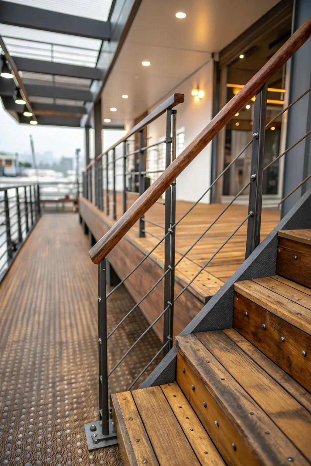 Textural elements contribute depth and fascination to smaller landings.