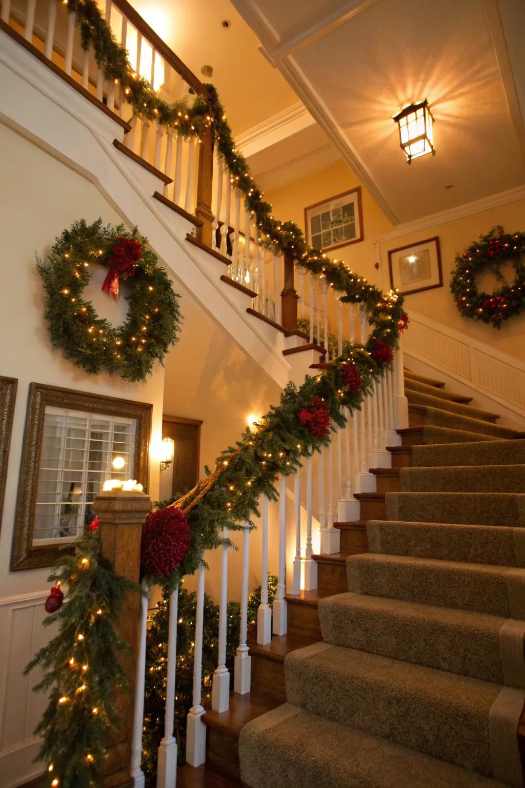 Celebrate the seasons with themed staircase decor.