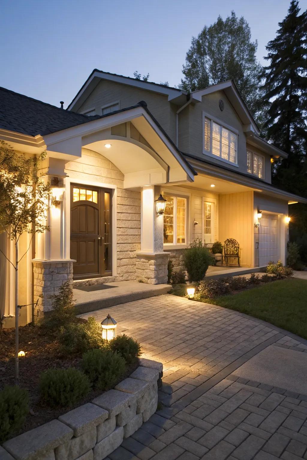 Safety is increased with well-lit walkways and entrances.