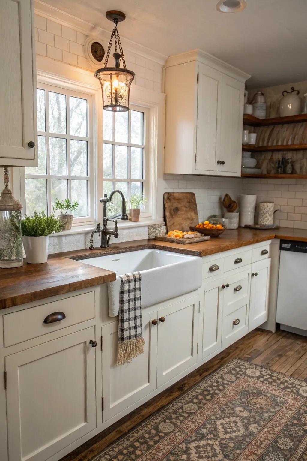 A cooking space interweaving modern functionality with timeless charm.