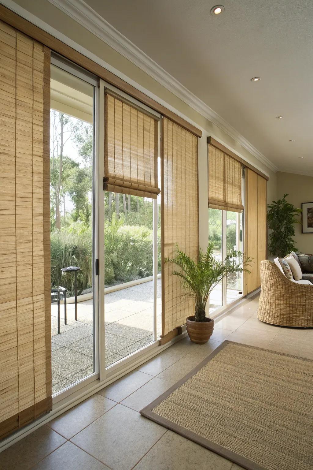 Bamboo shades creating a natural and inviting atmosphere
