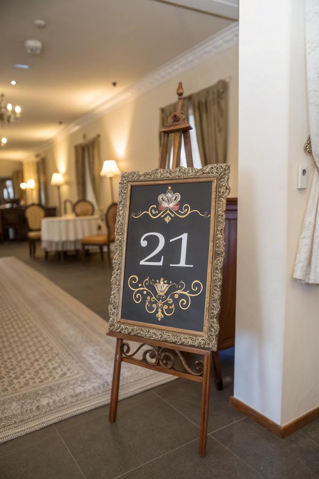 Vintage-inspired signs bring timeless charm to the party.