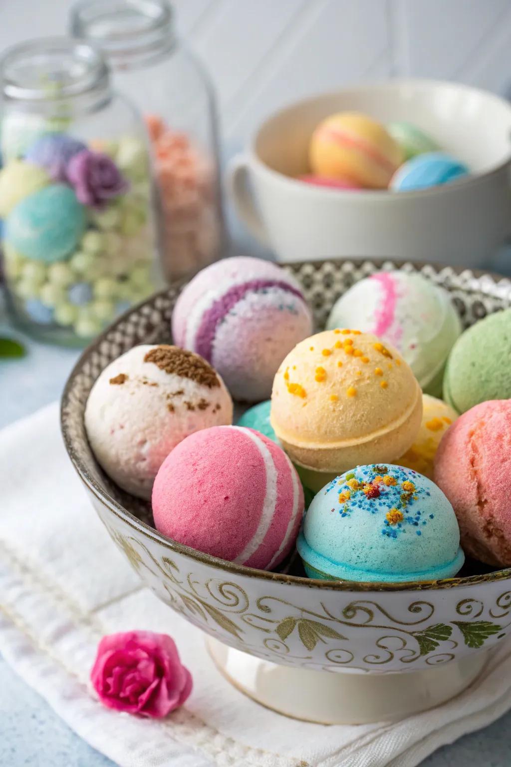 Bath bombs bring a splash of color and relaxation to any prize selection.