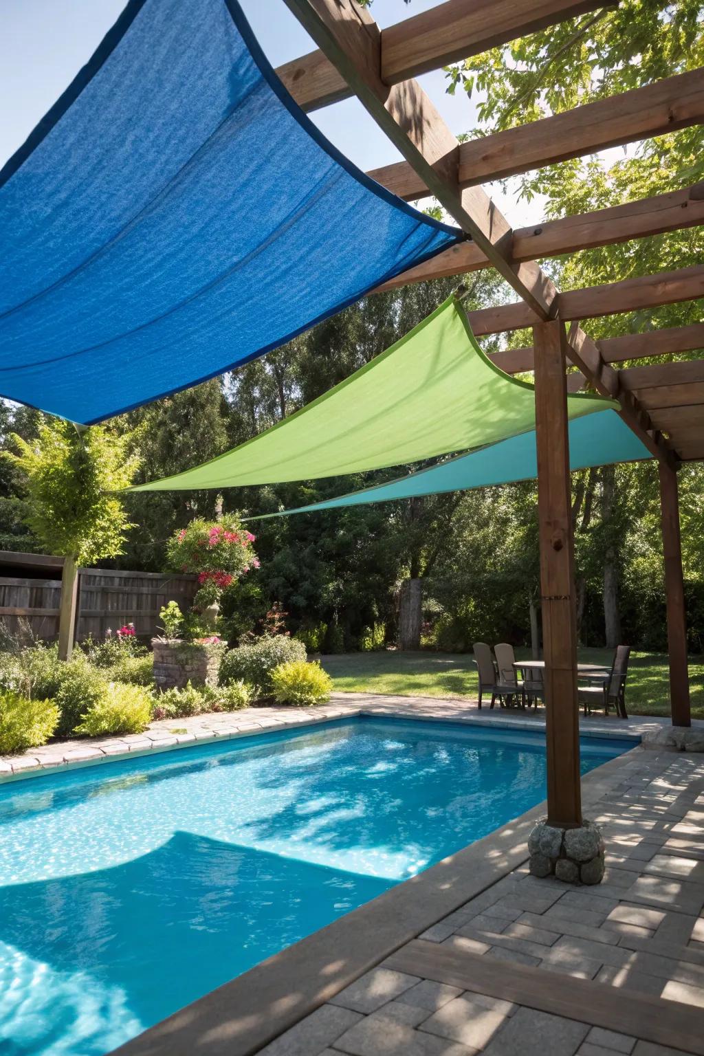 Shade sails provide flexible and fashionable sun defense.