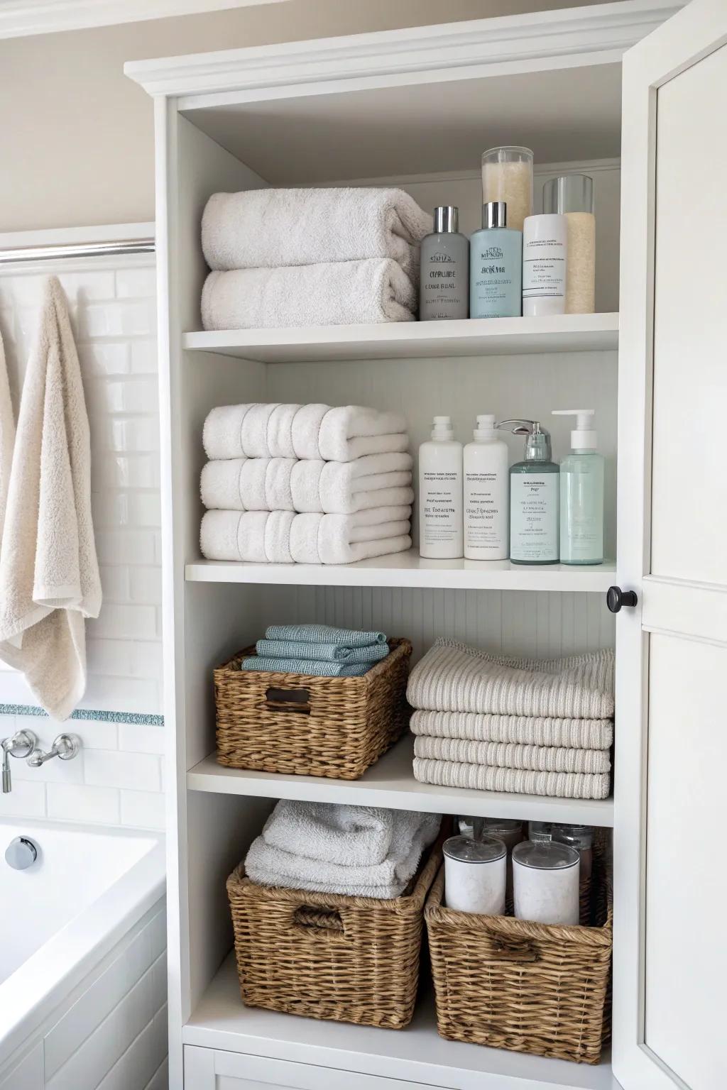 Neat displays can elevate the look of your bathroom.