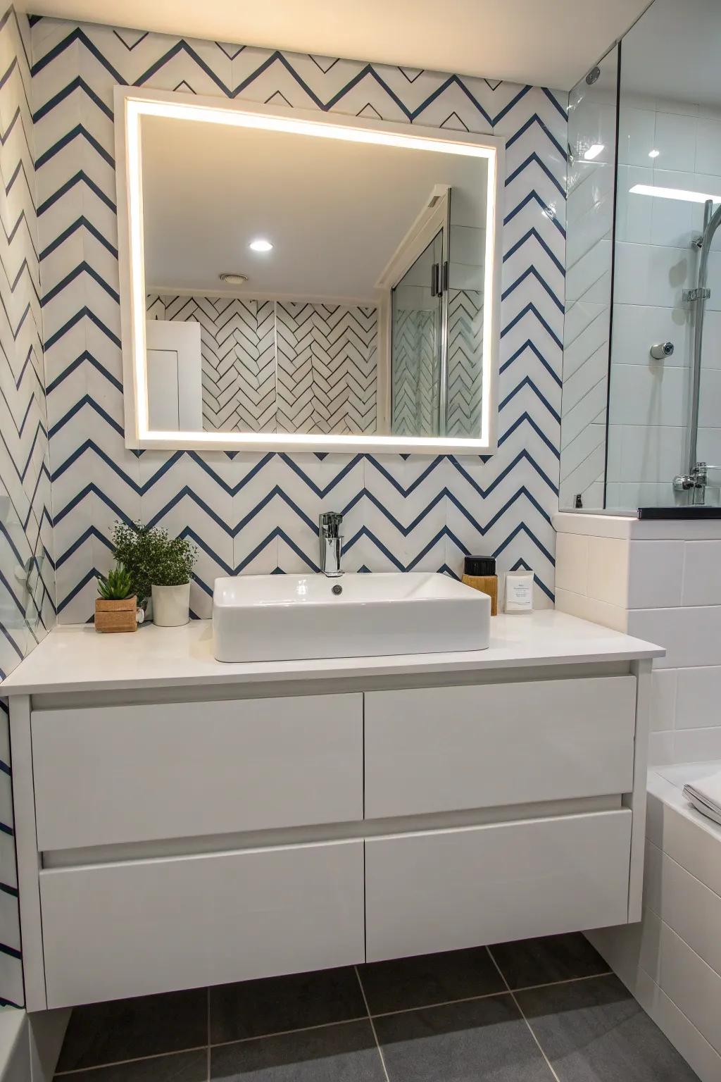 Herringbone patterns merge classic and modern aesthetics.