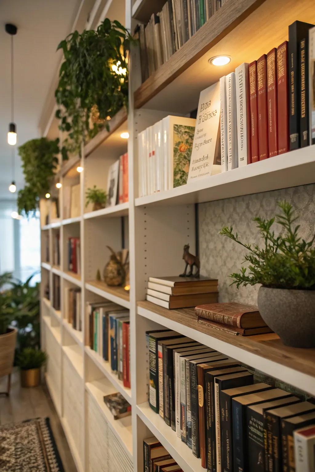 Ornamental items accentuate the allure of the library.