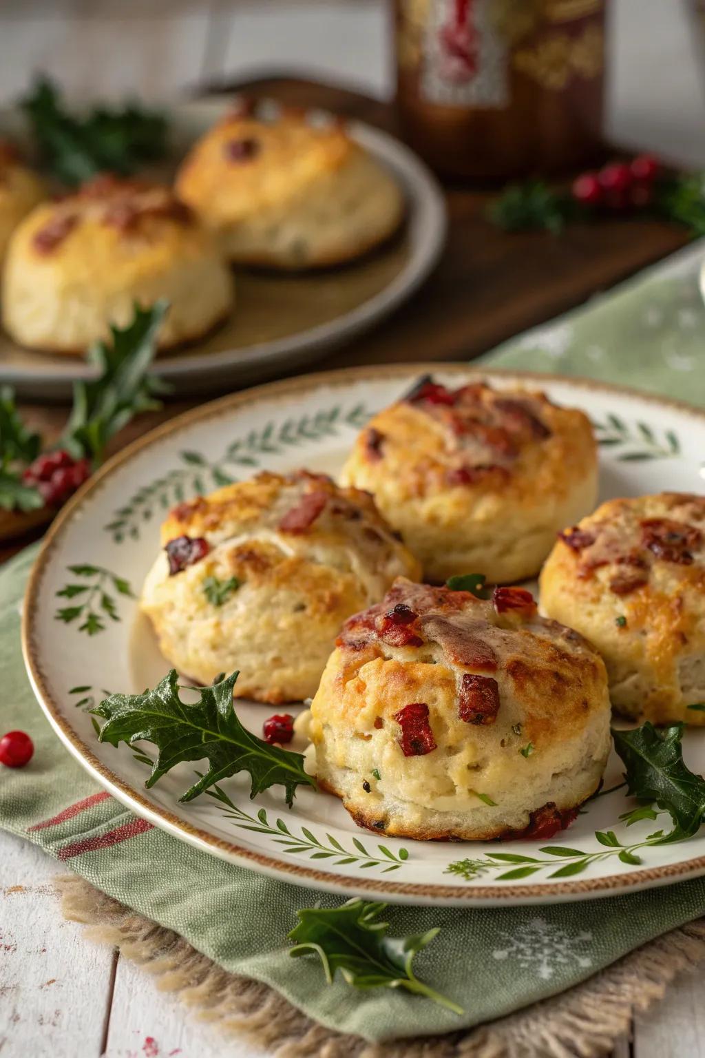 Delicious bacon and cheese scones fresh from the oven.