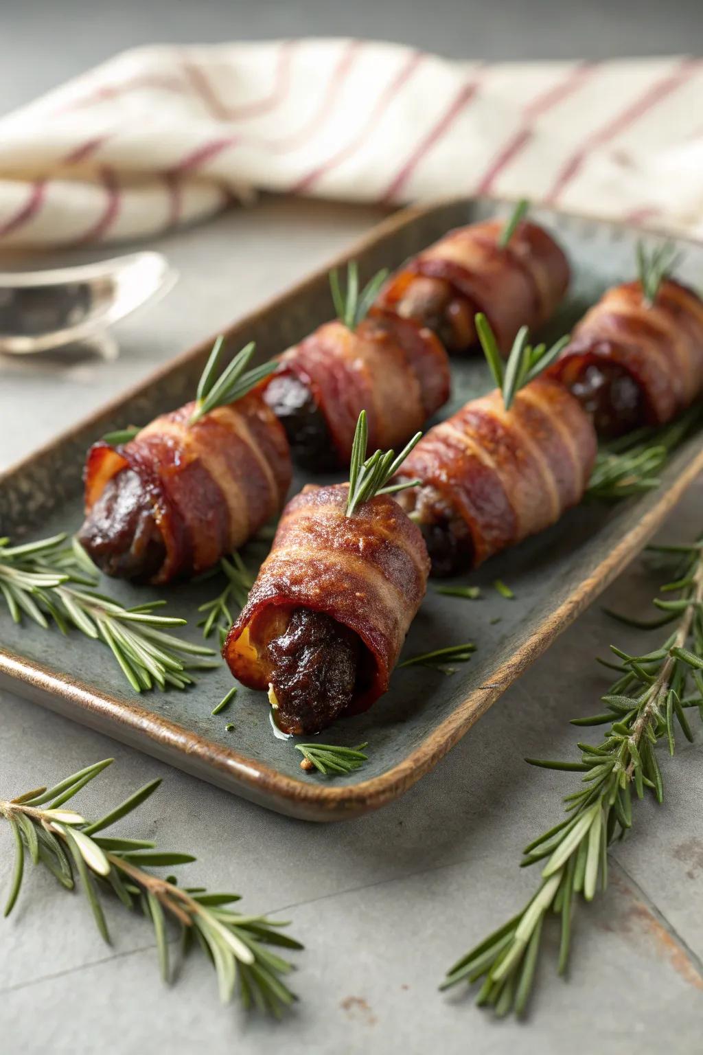 Wrapped fruit treats offer a balanced fusion of sweet and savory.