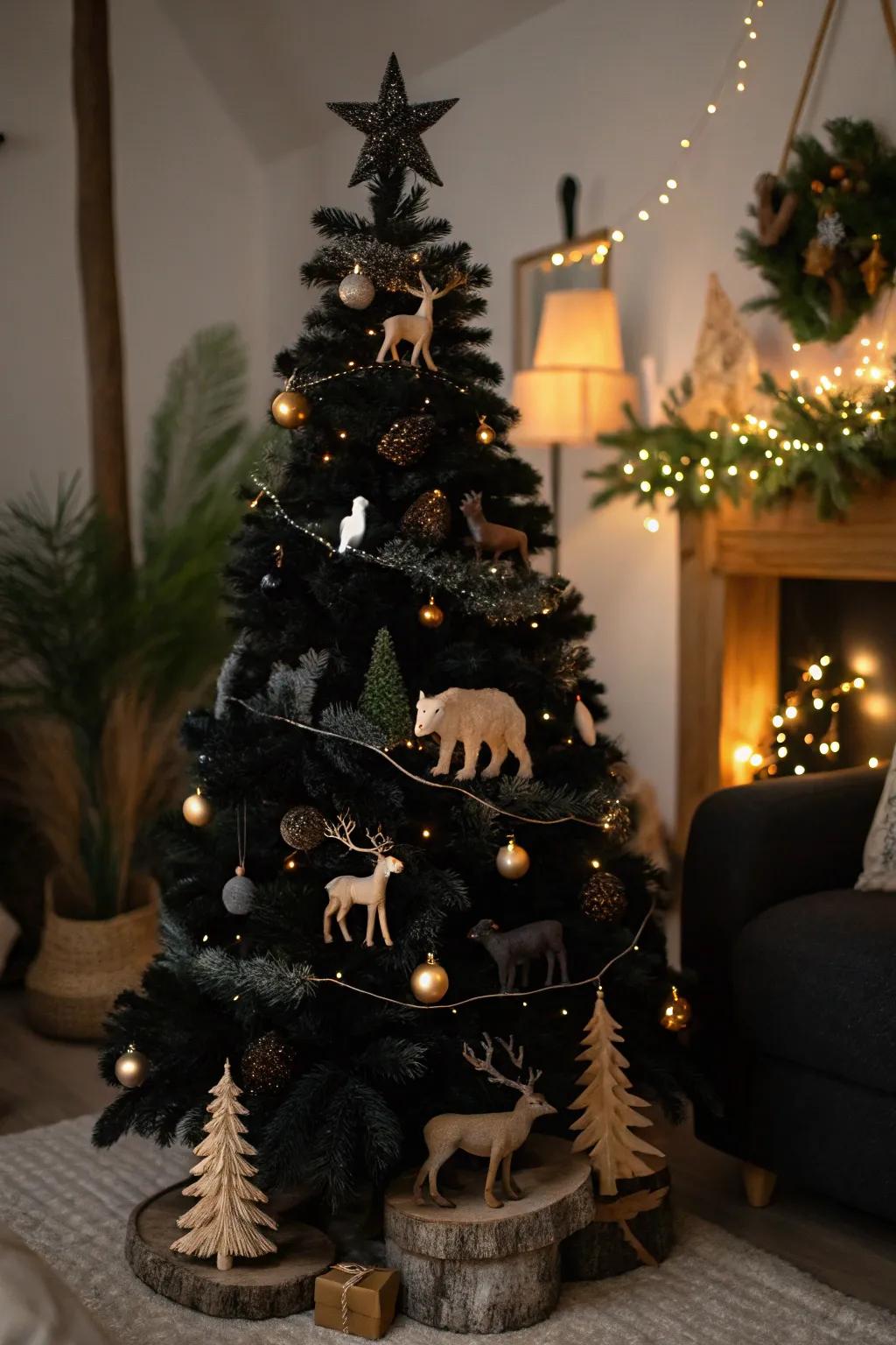 An ebony tree showcasing a woodland dreamscape theme.