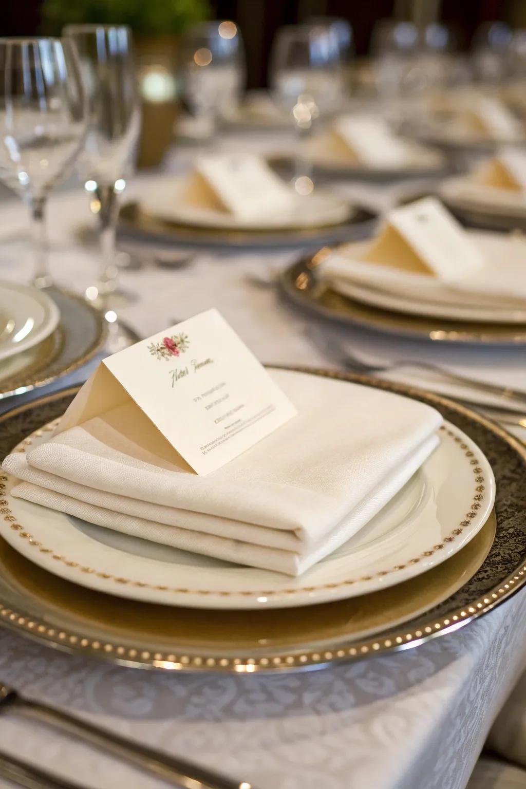 Layered place cards add depth to your dining experience.