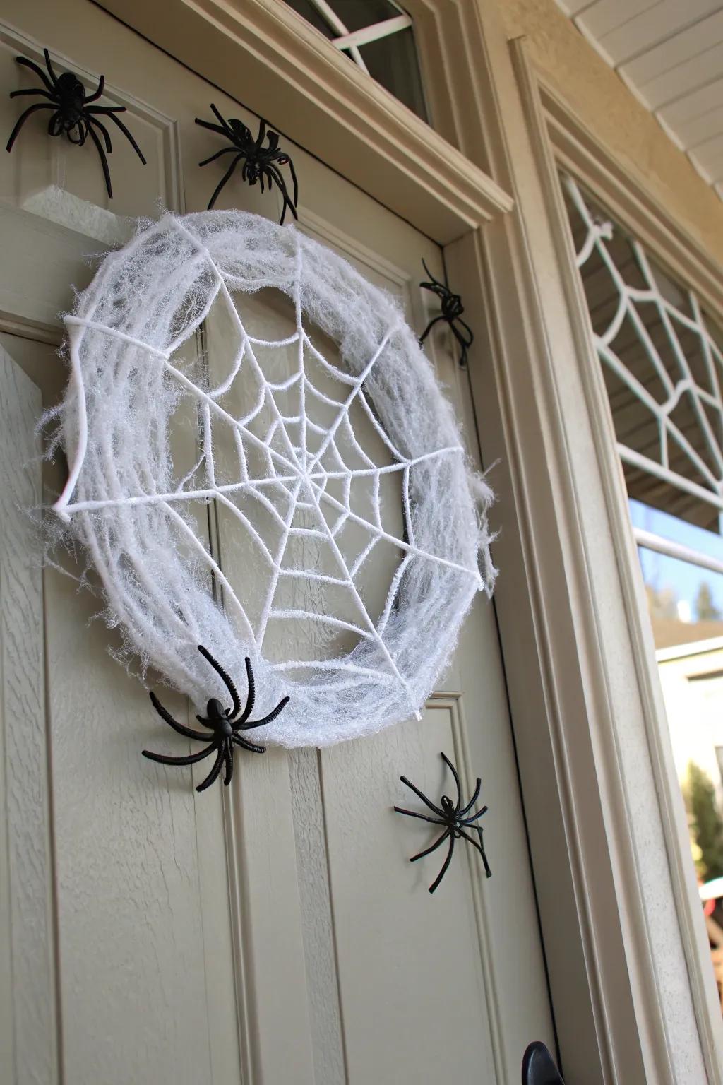 An elegant yet spooky gossamer wreath for Halloween.