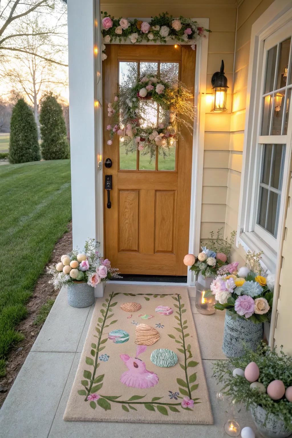 A fresh doormat welcomes guests with style.