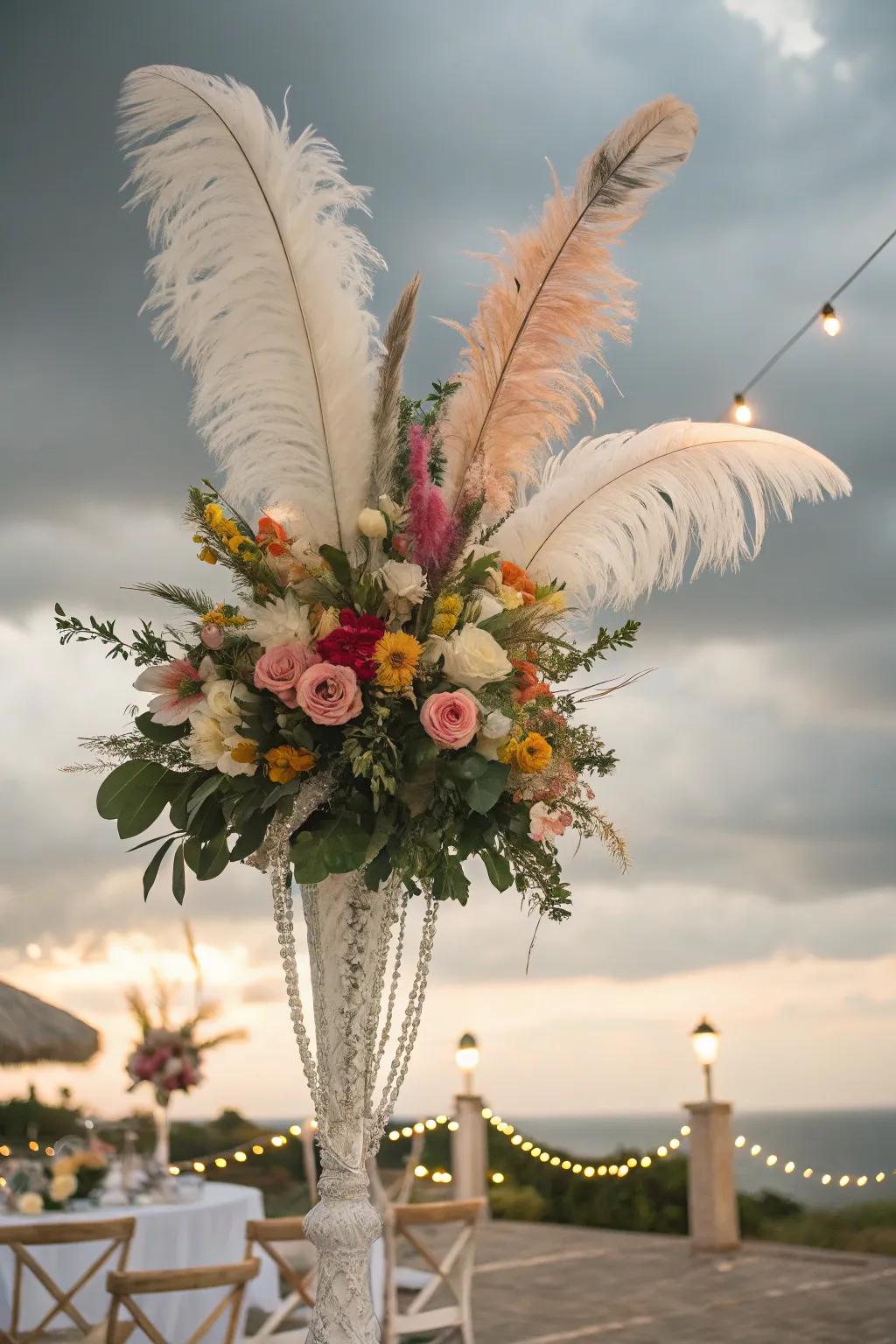 Plumes add whimsy and distinct feel