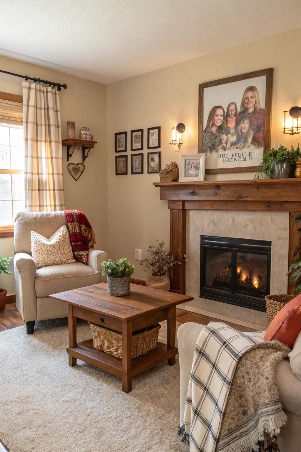 Warmth and comfort define this farmhouse style.