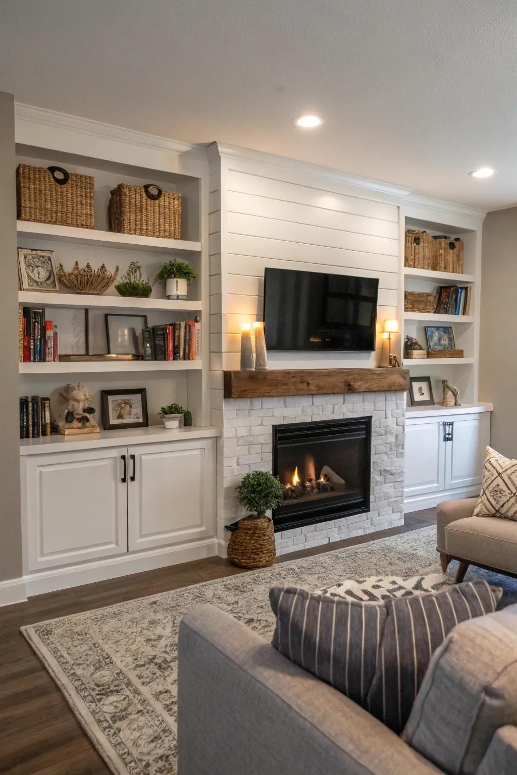 Integral shelving enhances both functionality and flair.