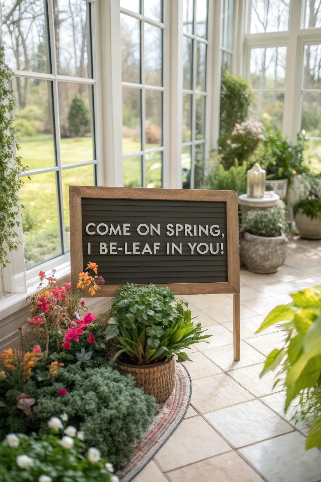 Motivate spring's arrival with a hopeful message.